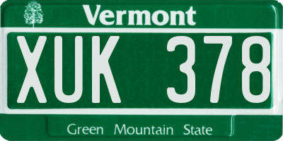 VT license plate XUK378