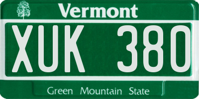 VT license plate XUK380