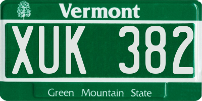 VT license plate XUK382