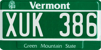 VT license plate XUK386