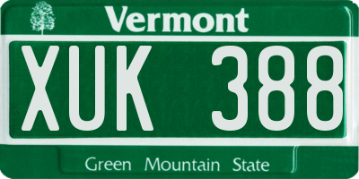 VT license plate XUK388