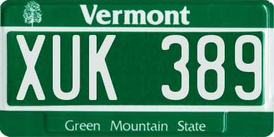 VT license plate XUK389