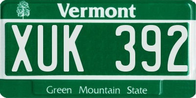 VT license plate XUK392