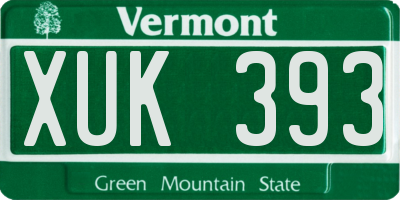 VT license plate XUK393
