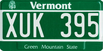 VT license plate XUK395