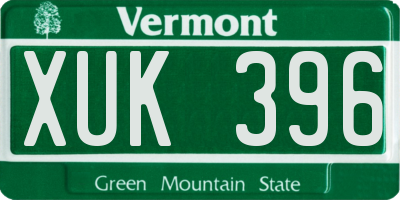 VT license plate XUK396