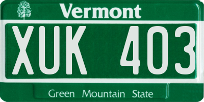 VT license plate XUK403