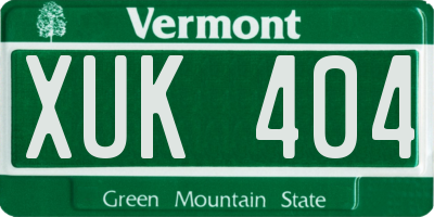 VT license plate XUK404