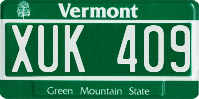 VT license plate XUK409