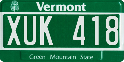 VT license plate XUK418