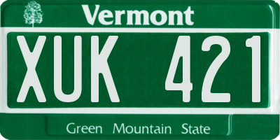 VT license plate XUK421