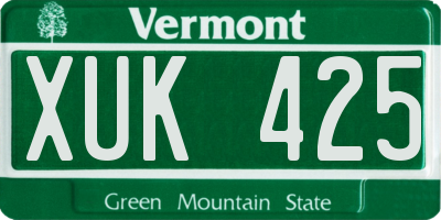VT license plate XUK425