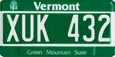VT license plate XUK432