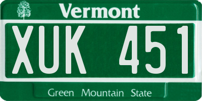 VT license plate XUK451