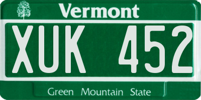 VT license plate XUK452