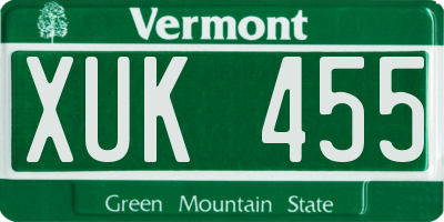 VT license plate XUK455