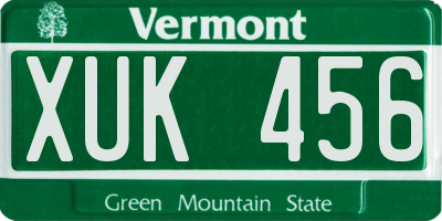 VT license plate XUK456
