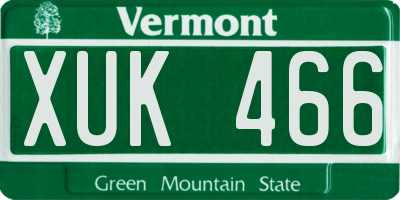 VT license plate XUK466