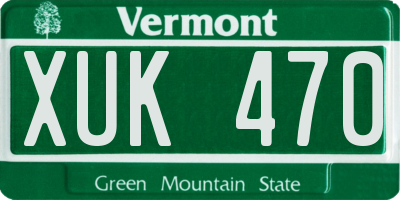 VT license plate XUK470