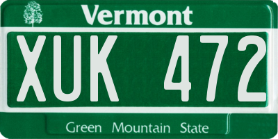 VT license plate XUK472