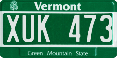 VT license plate XUK473