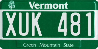 VT license plate XUK481