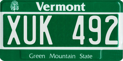 VT license plate XUK492