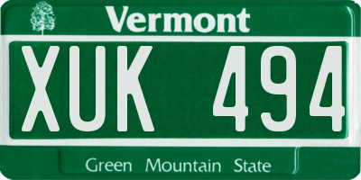 VT license plate XUK494