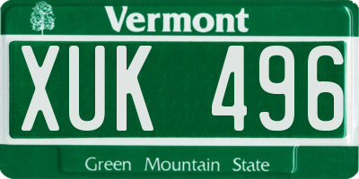 VT license plate XUK496