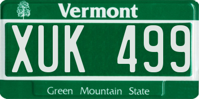 VT license plate XUK499