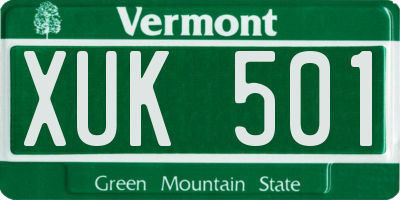VT license plate XUK501
