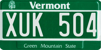 VT license plate XUK504
