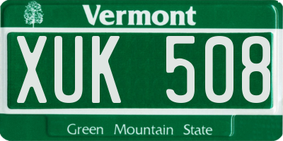 VT license plate XUK508