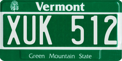 VT license plate XUK512