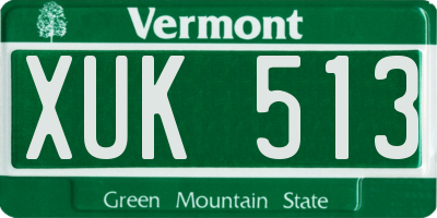 VT license plate XUK513