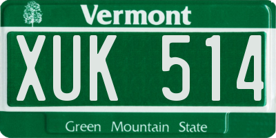 VT license plate XUK514