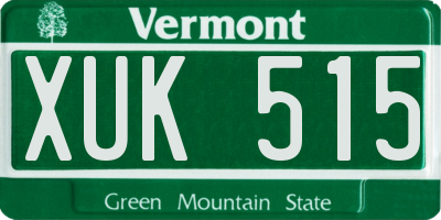 VT license plate XUK515