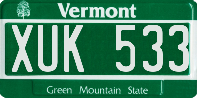 VT license plate XUK533