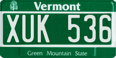 VT license plate XUK536
