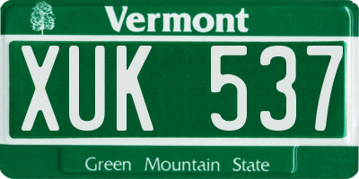 VT license plate XUK537