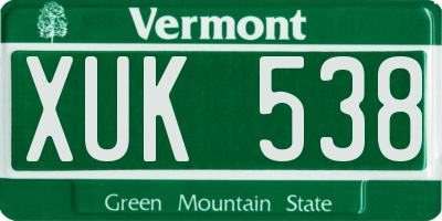 VT license plate XUK538