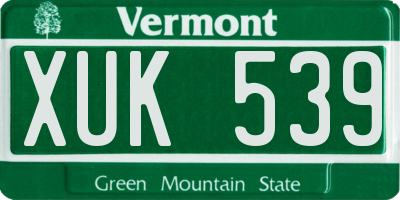 VT license plate XUK539