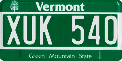 VT license plate XUK540