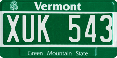 VT license plate XUK543