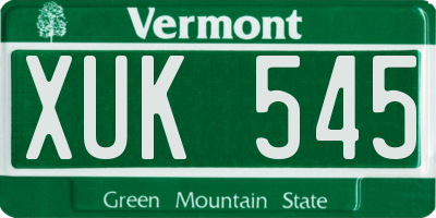 VT license plate XUK545