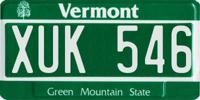 VT license plate XUK546