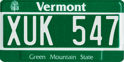 VT license plate XUK547