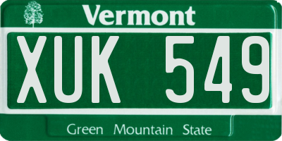 VT license plate XUK549