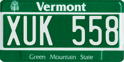VT license plate XUK558