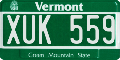 VT license plate XUK559